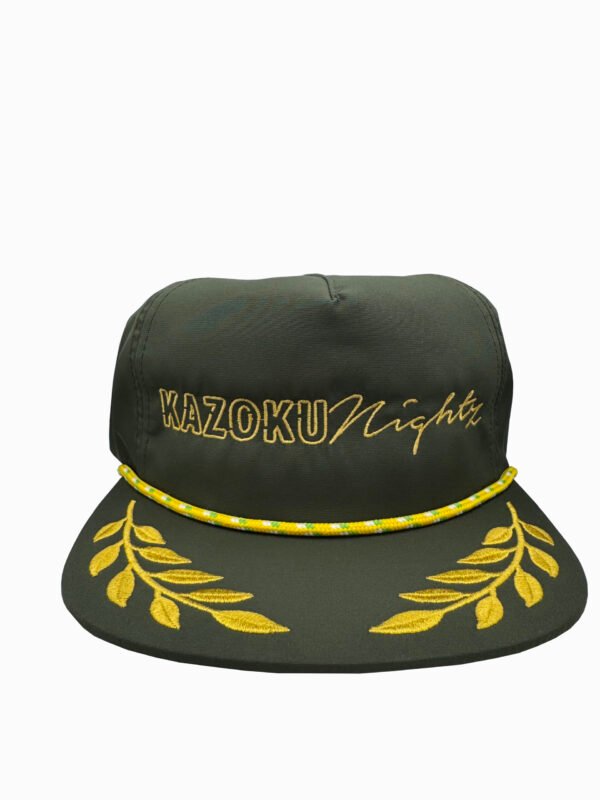 Kazoku Nightz 5 Panel Leaf SnapBack Hat Green/Gold